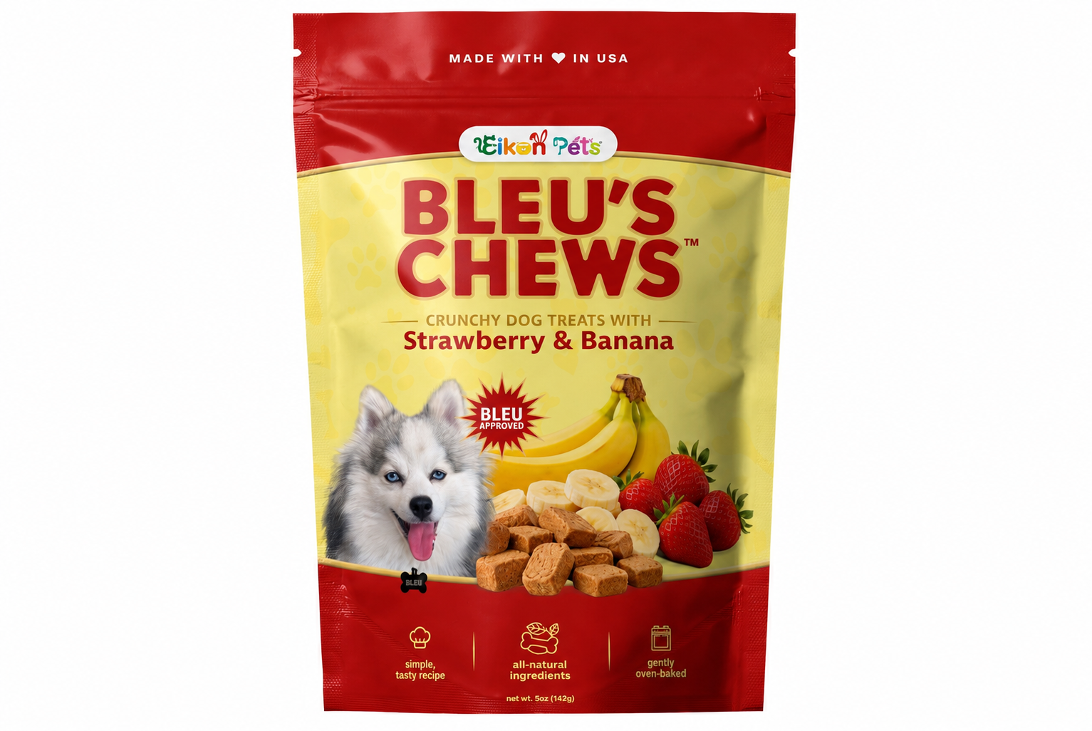 Bleu's Chews Crunchy Dog Treats with Strawberry & Banana | 5 oz