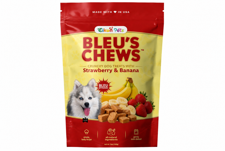 Bleu's Chews Crunchy Dog Treats with Strawberry & Banana | 5 oz