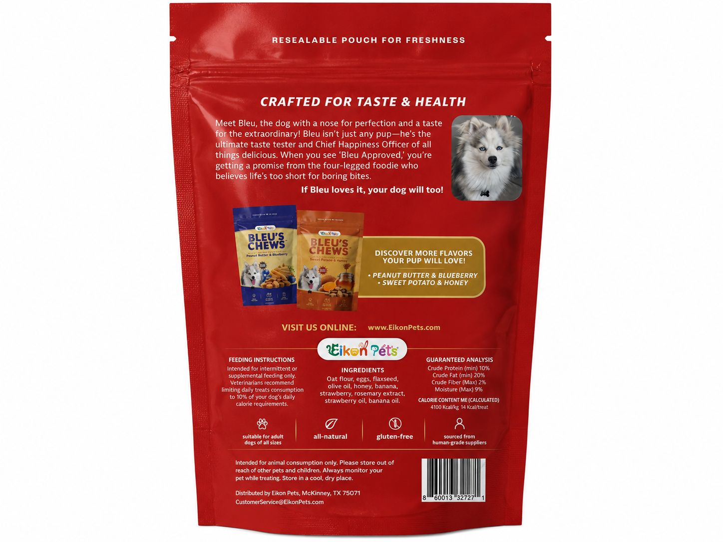 Bleu's Chews Crunchy Dog Treats with Strawberry & Banana | 5 oz