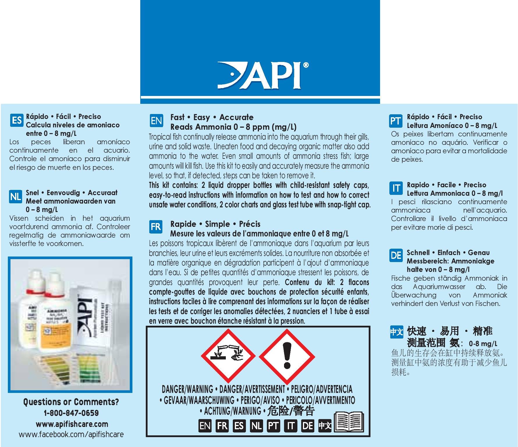 API Ammonia Test Kit for Freshwater and Saltwater Aquarium 1ea
