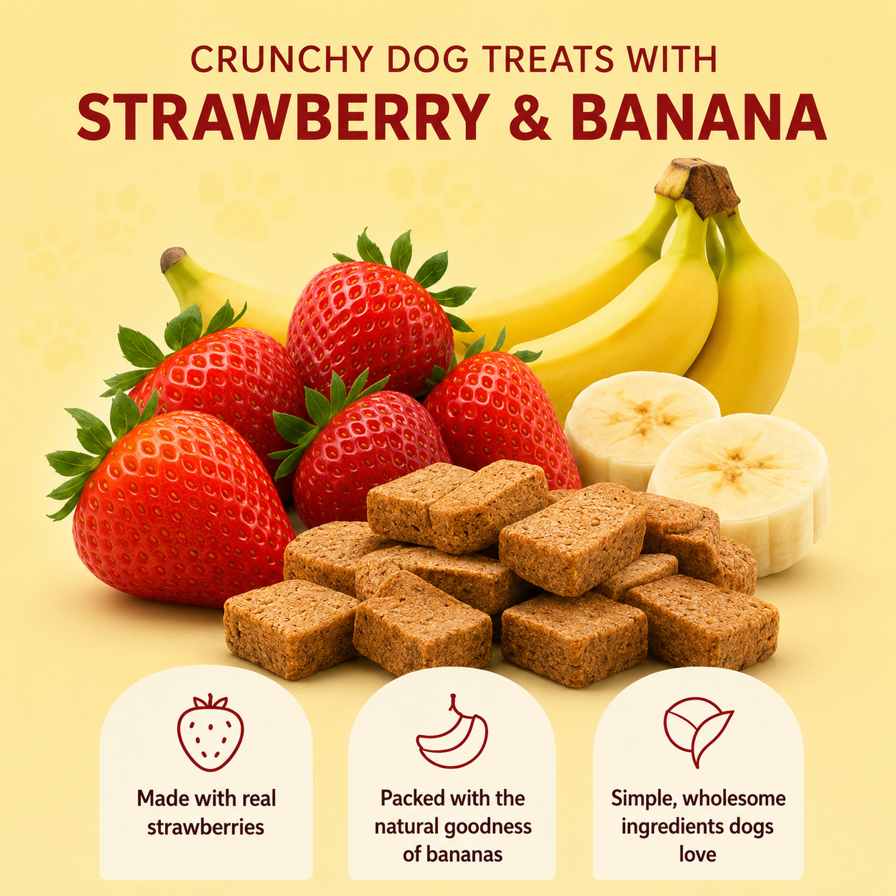 Bleu's Chews Crunchy Dog Treats with Strawberry & Banana | 5 oz