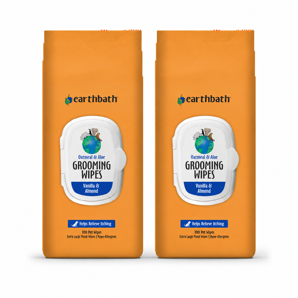 earthbath Oatmeal &amp; Aloe Grooming Wipes&nbsp;Vanilla &amp; Almond (2 Pack)
