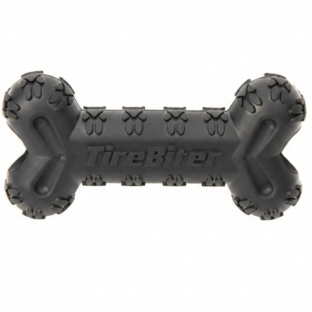 Mammoth TireBiterII Bone with Treat Station – Natural Rubber Dog Toys for Extreme Chewers – Dog Toys for Extra Long Interactive Play – Aggressive Chewer Toys for Dogs - Large 7.25