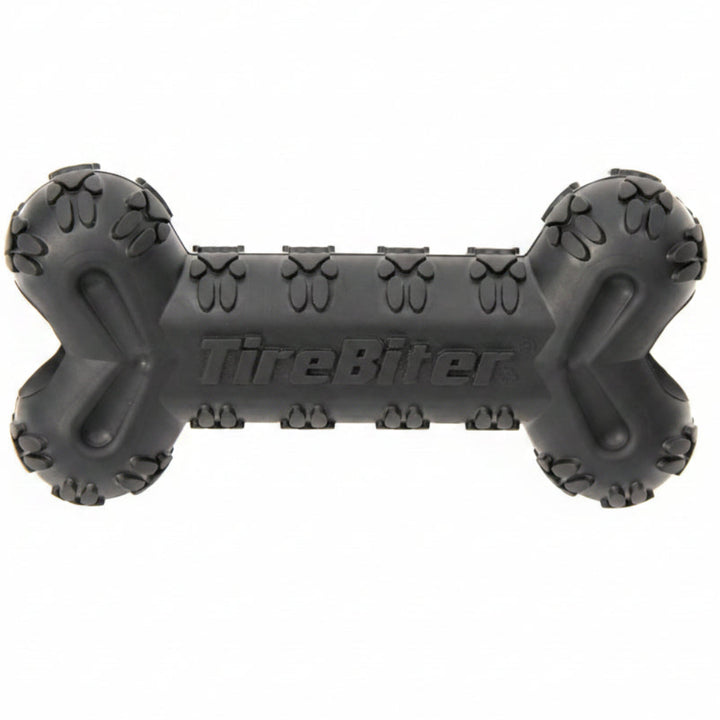Mammoth TireBiterII Bone with Treat Station – Natural Rubber Dog Toys for Extreme Chewers – Dog Toys for Extra Long Interactive Play – Aggressive Chewer Toys for Dogs - Large 7.25