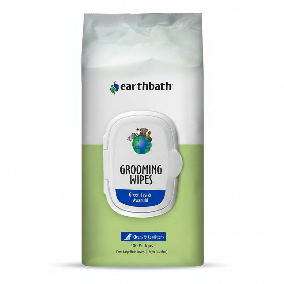 earthbath Green Tea & Awapuhi Pet Grooming Wipes for Dogs & Cats - 100 Count