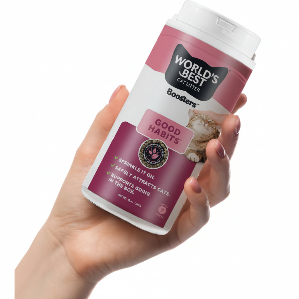 WORLD'S BEST CAT LITTER® Boosters™ Good Habits™ | Natural and Sustainable Cat Litter Additive | Attracts Your Cat to The Litter Box and Helps Avoid Accidents | Plant-Based Attractant | 18 oz Canister