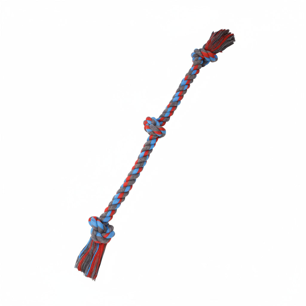 Mammoth Pet Products Mammoth Flossy Chews Assorted Color Rope, Premium Cotton-Poly 3 Knot Tug Dog , X-Large