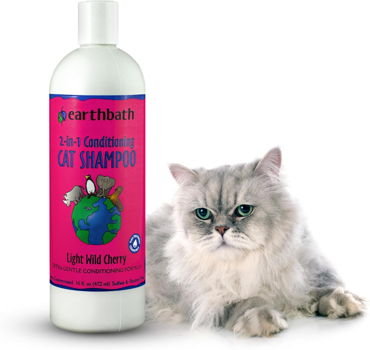 earthbath, Wild Cherry 2-in-1 Cat Conditioning Shampoo
