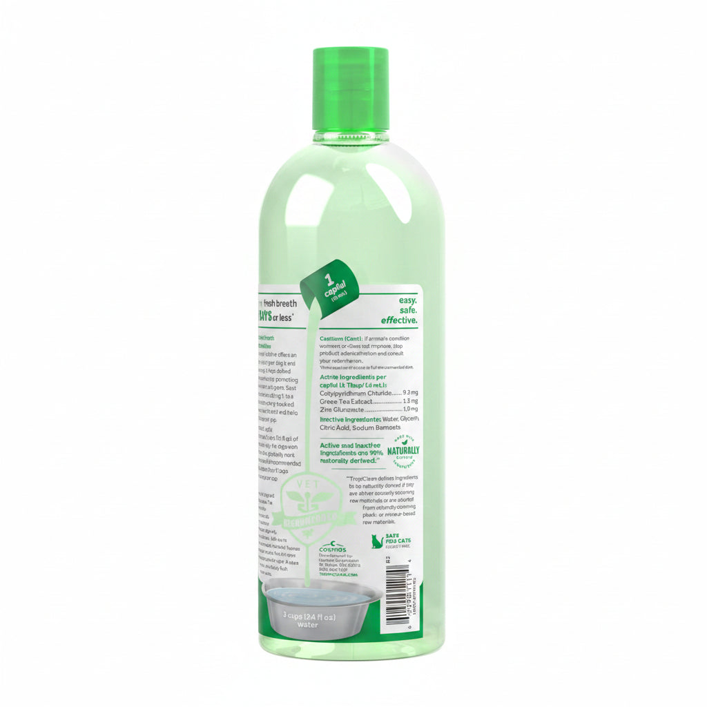 TropiClean Fresh Breath Water Additive for Dogs, Dog Breath Freshener and Teeth Cleaning Solution, No Toothpaste or Toothbrush Required, 33.8oz.