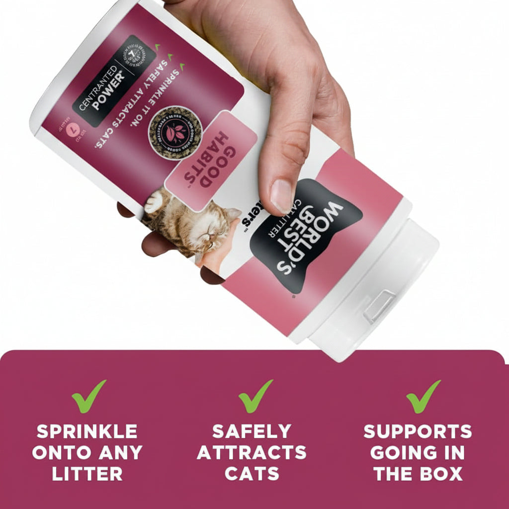 WORLD'S BEST CAT LITTER® Boosters™ Good Habits™ | Natural and Sustainable Cat Litter Additive | Attracts Your Cat to The Litter Box and Helps Avoid Accidents | Plant-Based Attractant | 18 oz Canister