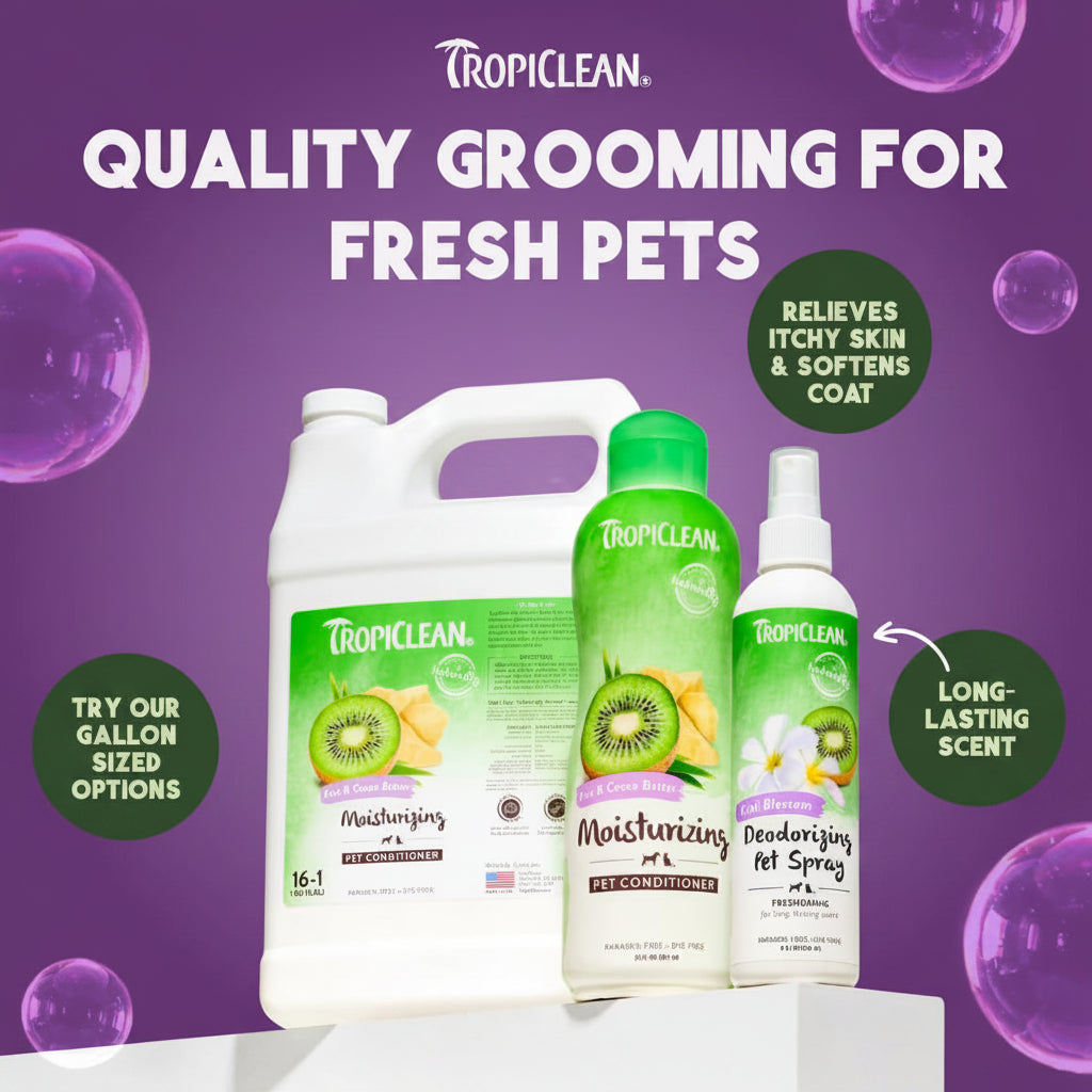 TropiClean Dog Conditioner, Easy Detangling & Moisturizing Conditioner, Puppy Safe, Made in the USA, Kiwi & Cocoa Butter Scent, 20oz.
