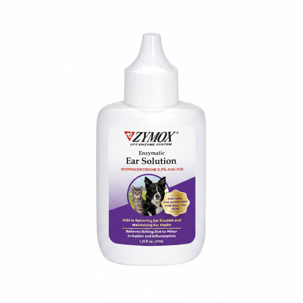 ZYMOX Enzymatic Ear Solution with 0.5-Percent Hydrocortisone, for Dog & Cat, 1.25 oz