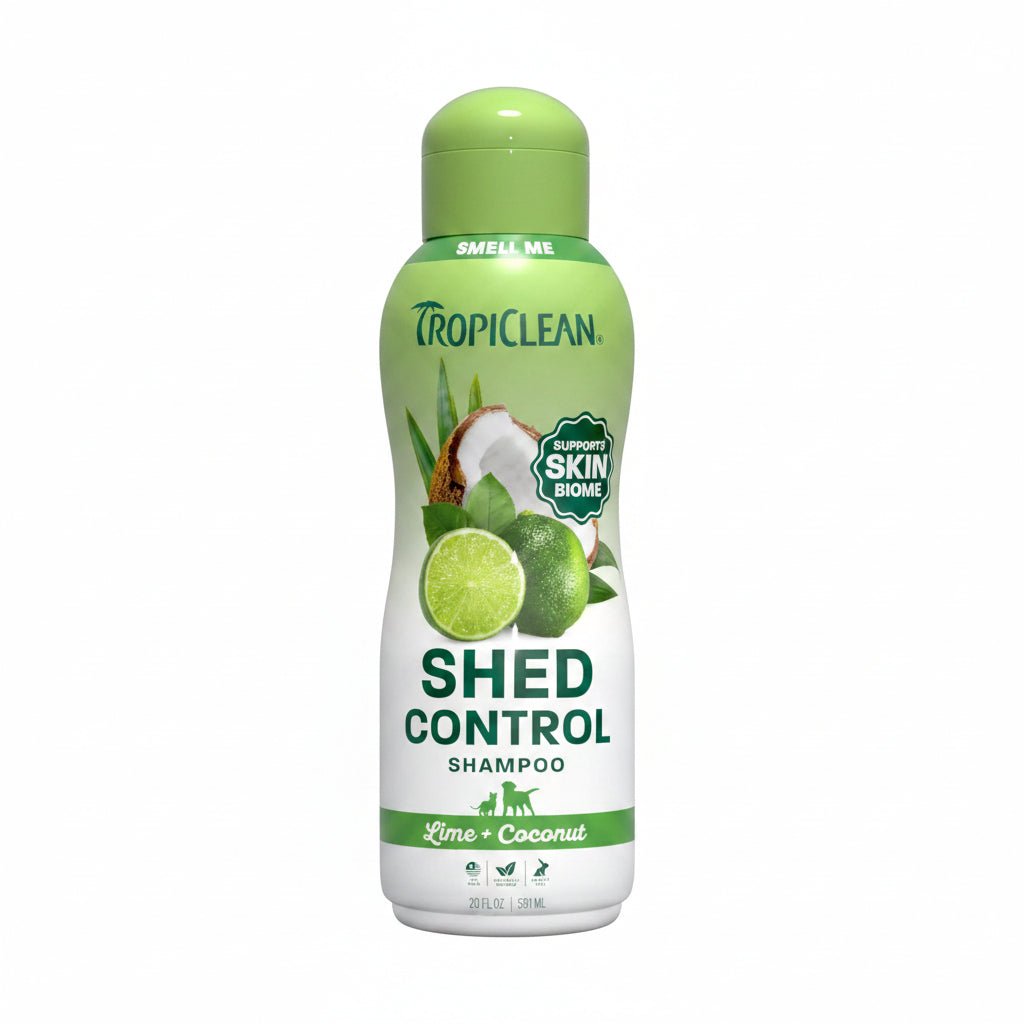 TropiClean Deshedding Dog Shampoo, Fast-Acting Shedding Control & Coat Softener, Puppy Safe, Made in USA, Lime & Coconut Scent, Cat Friendly, 20oz.