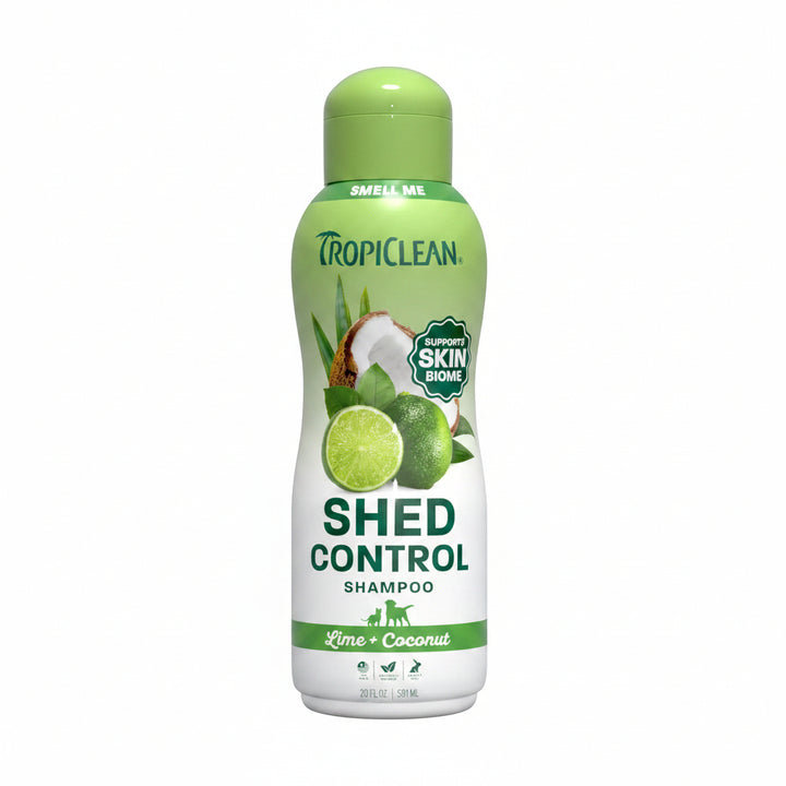TropiClean Deshedding Dog Shampoo, Fast-Acting Shedding Control & Coat Softener, Puppy Safe, Made in USA, Lime & Coconut Scent, Cat Friendly, 20oz.