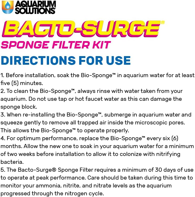 Aquarium Solutions Bacto-Surge Biological Action Sponge Filter Black, 1ea/LG
