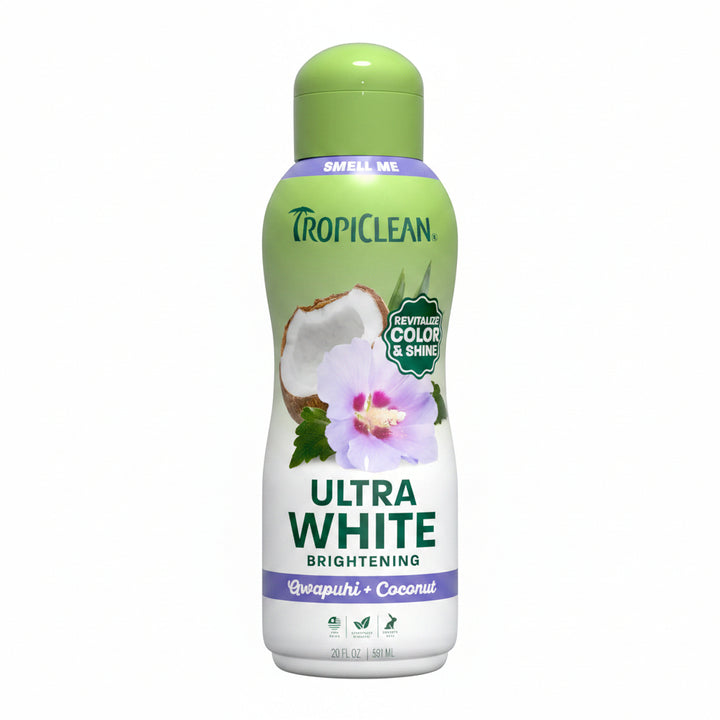 TropiClean Whitening Dog Shampoo, Whitening & Brightening, For All Coat & Color Types, Puppy Safe, Made in the USA, Cat Friendly, 20oz.