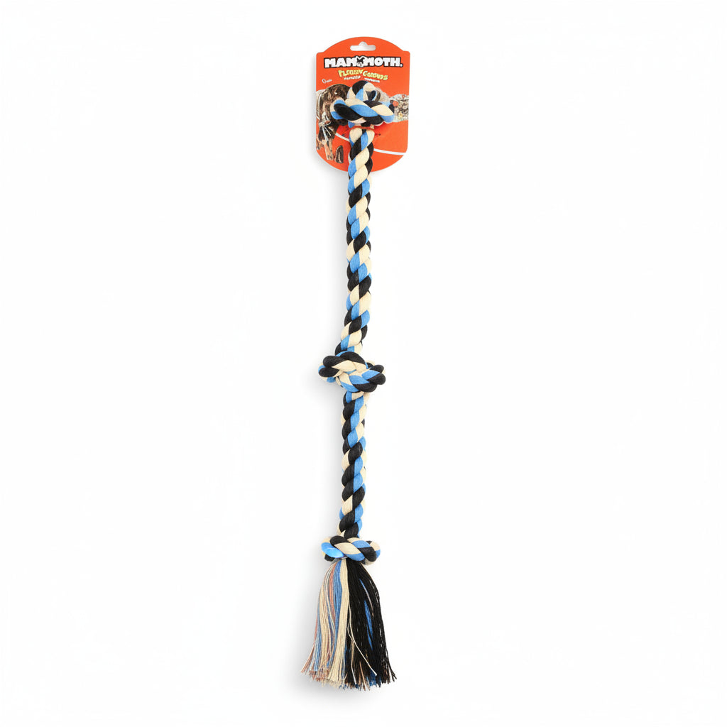 Mammoth Pet Products Mammoth Flossy Chews Assorted Color Rope, Premium Cotton-Poly 3 Knot Tug Dog , X-Large
