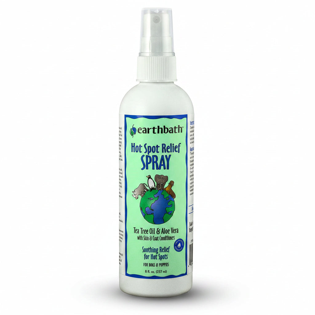 Earthbath Hot Spot Relief Spray bottle on a white background