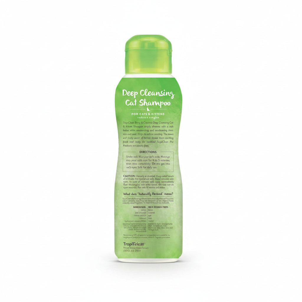 TropiClean Berry & Coconut Deep Cleansing Cat Shampoo | Kitten Shampoo Reduces Matting | Natural Shampoo Derived from Natural Ingredients | Made in The USA | 12 oz.
