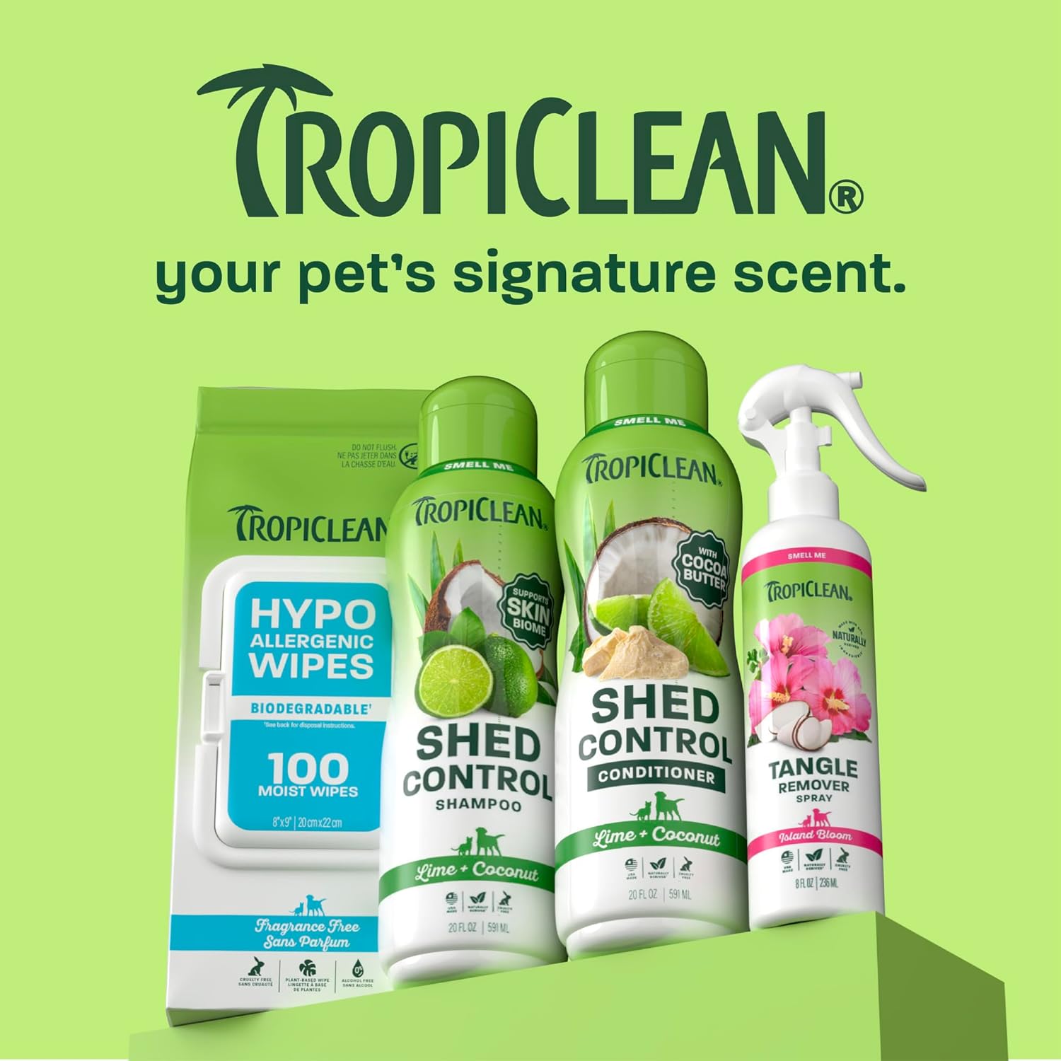 TropiClean Deshedding Dog Shampoo, Fast-Acting Shedding Control & Coat Softener, Puppy Safe, Made in USA, Lime & Coconut Scent, Cat Friendly, 20oz.
