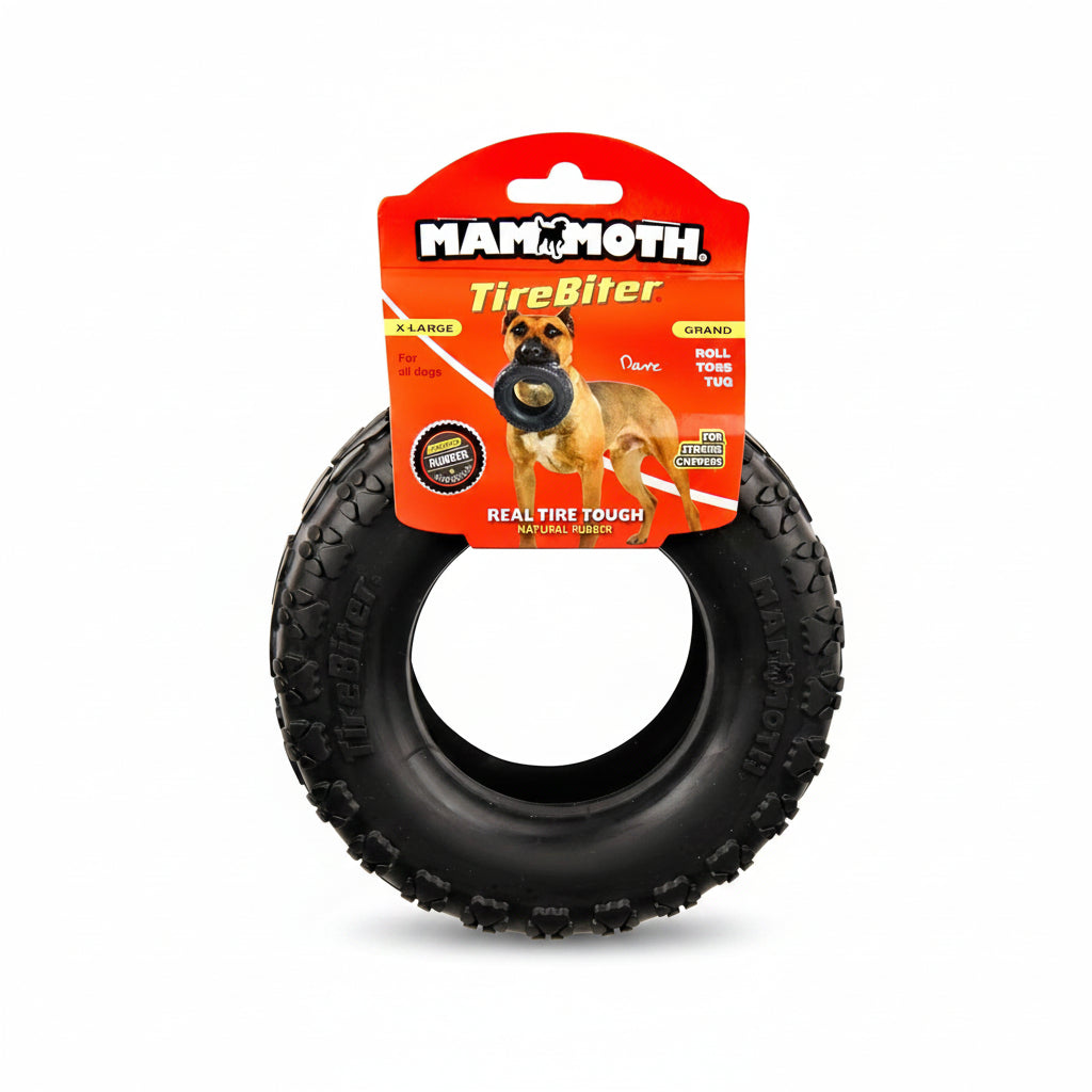 Mammoth TireBiterII – Natural Rubber Dog Toys for Extreme Chewers – Dog Toys for Extra Long Interactive Play – Aggressive Chewer Toys for Large - X-Large Dogs - X-Large 7”