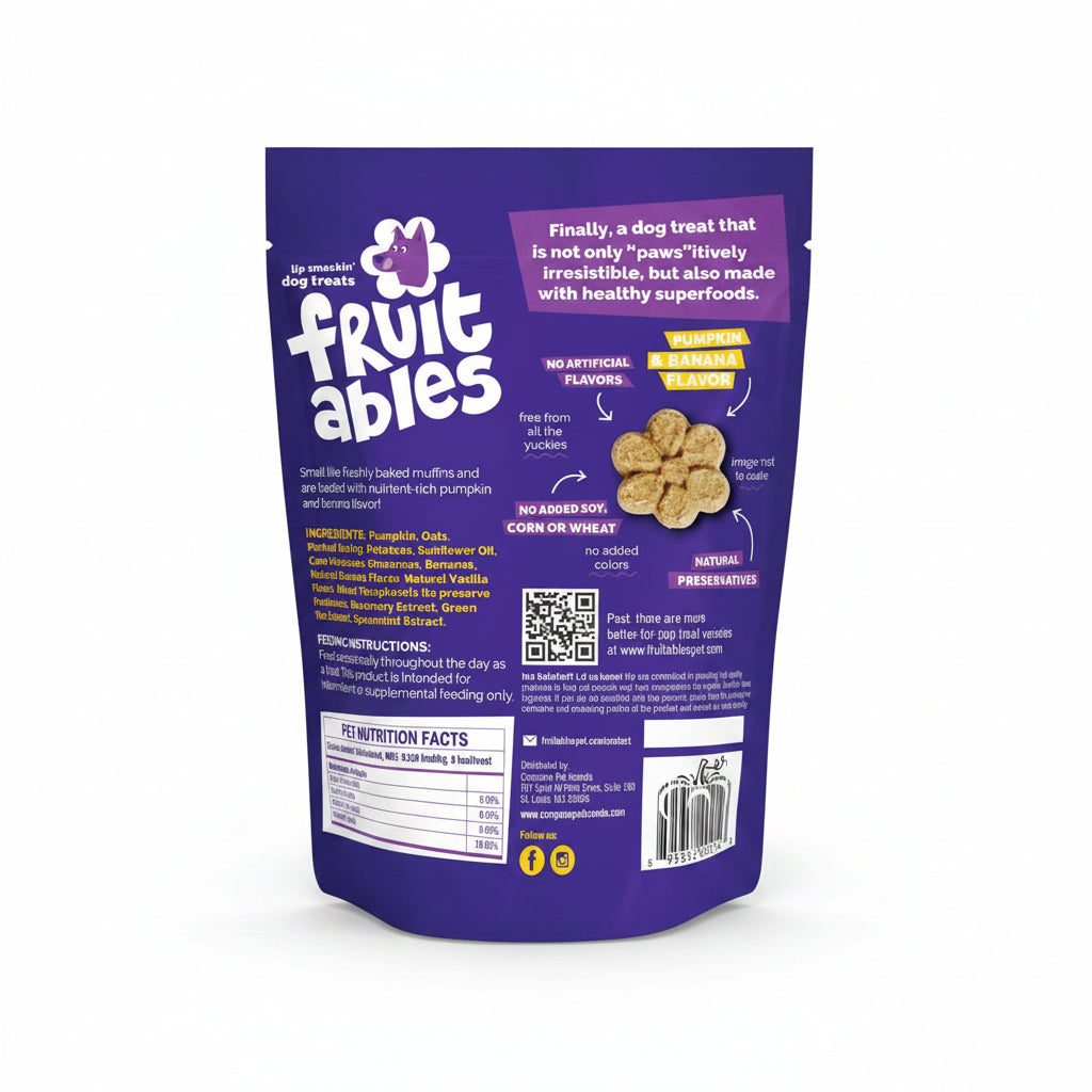 Fruitables Baked Dog Treats, Healthy Pumpkin Treat for Dogs, Low Calorie & Delicious, No Wheat, Corn or Soy, Made in the USA, Pumpkin and Banana Flavor, 7oz