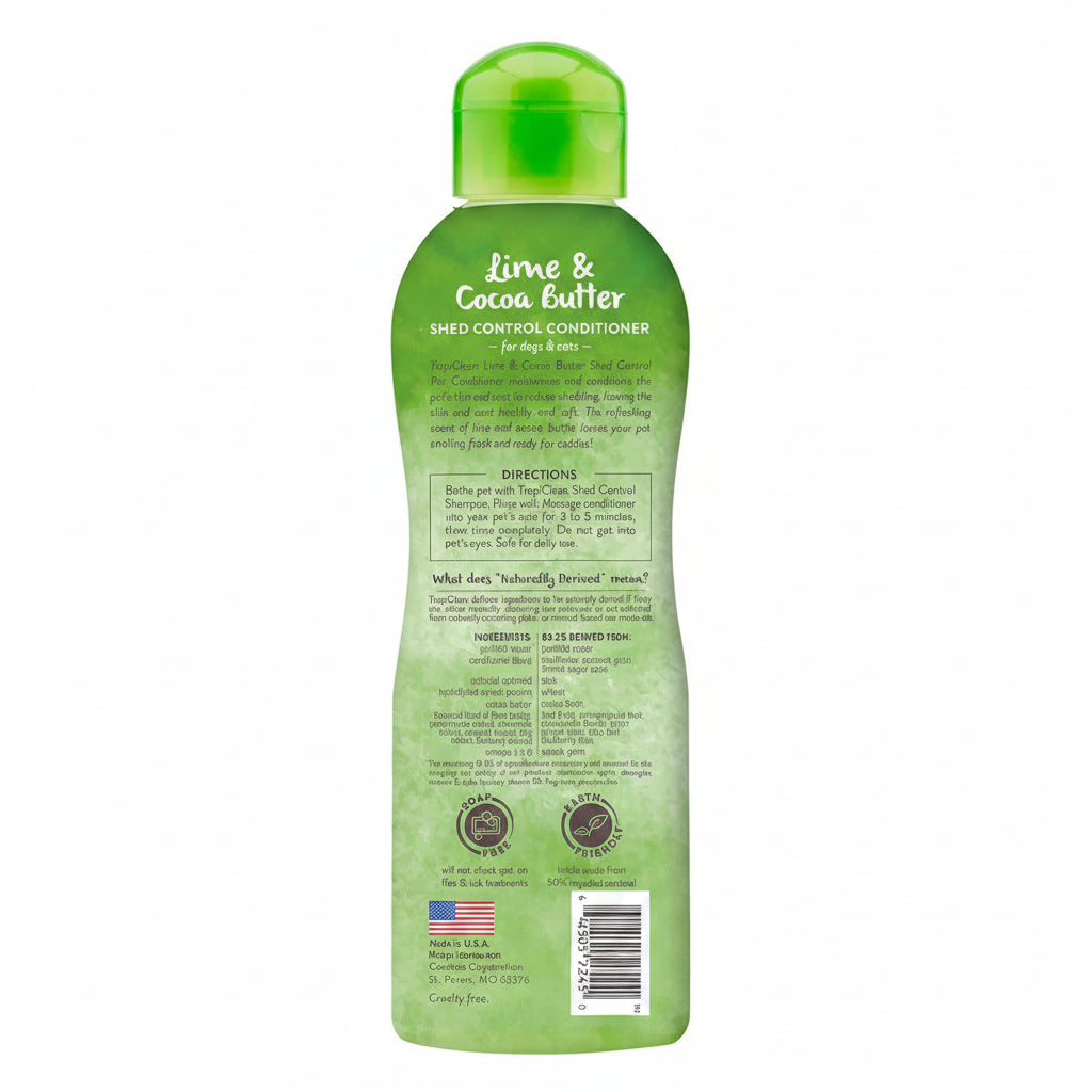 TropiClean Deshedding Dog Conditioner, Reduces Shedding & Softens Coat, Puppy Safe, Made in the USA, Lime & Cocoa Butter Scent, 20oz.