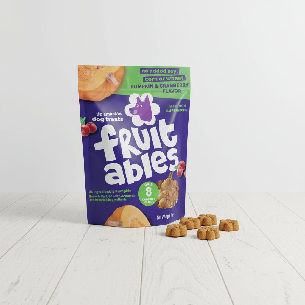 Fruitables Baked Dog Treats, Healthy Pumpkin Snacks for Dogs, Low Calorie & Delicious, No Wheat, Corn or Soy, Puppy Training Treats, Made in the USA, Pumpkin and Cranberry Flavor, 7oz