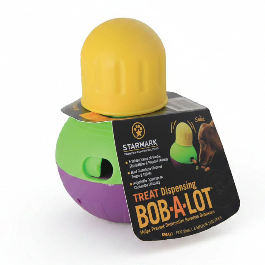 Starmark Bob-A-Lot Treat Dispensing Dog Toy Purple/Green/Yellow, 1ea/SM