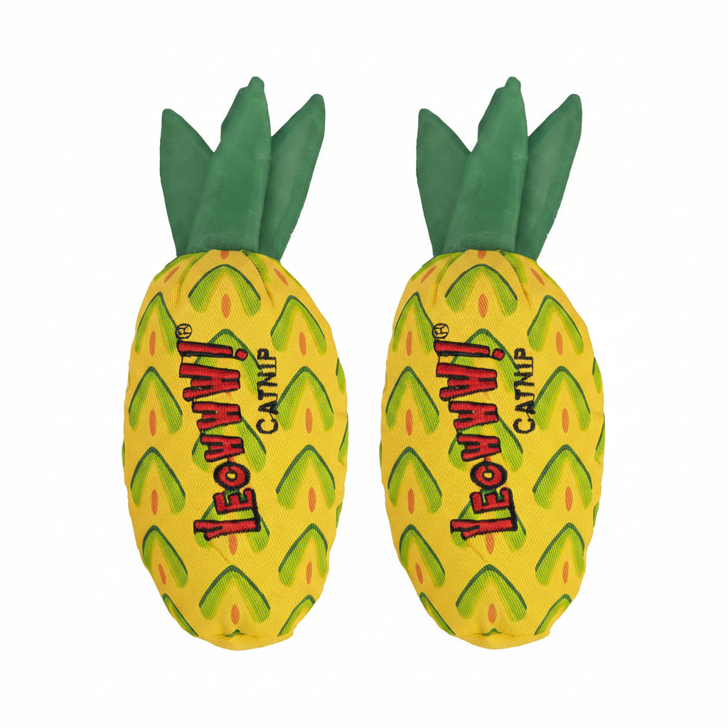 YEOWWW! Pineapple Catnip Toy for Cats, Yellow, 7", for All Breed Sizes (pack of 2)