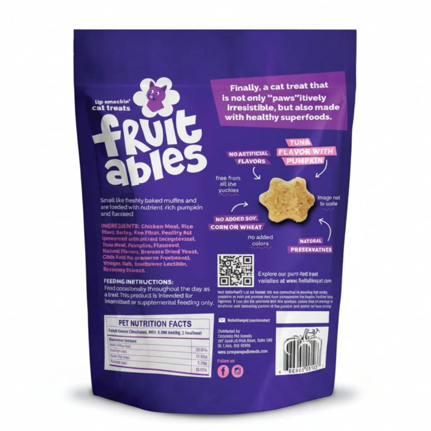 Fruitables Cat Treats Crunchy Cat Treats, Healthy Low Calorie Kitten Snacks, Made Without Wheat, Corn and Soy, Kitten Essentials, Made with Real Tuna and Pumpkin, 30 Ounces