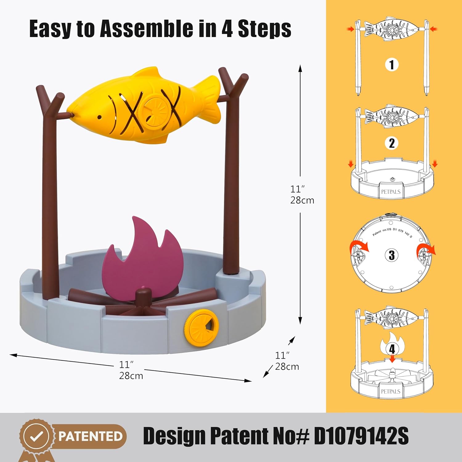 PetPals Grilled Fish Interactive Cat Treat Toy 1ea/11 in