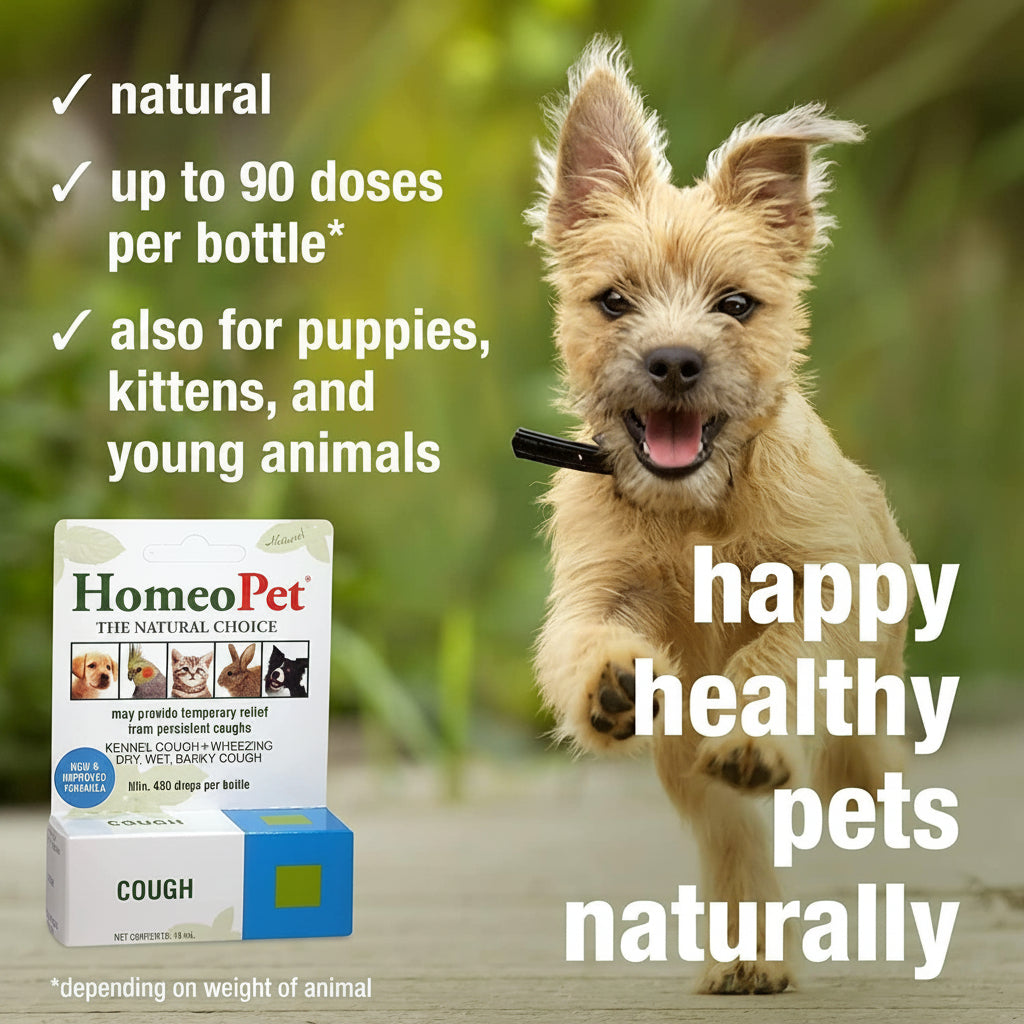 HomeoPet Cough, Safe and Natural Cough Supplement for Dogs, Cats, and Small Pets, 15 Milliliters