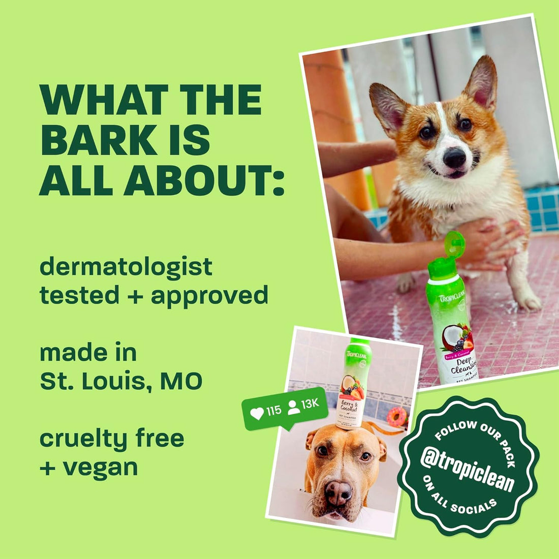 TropiClean Deshedding Dog Shampoo, Fast-Acting Shedding Control & Coat Softener, Puppy Safe, Made in USA, Lime & Coconut Scent, Cat Friendly, 20oz.