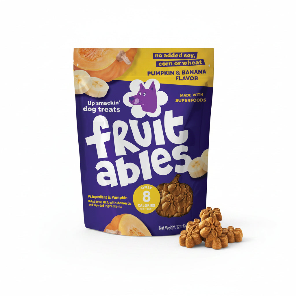 Fruitables Baked Dog Treats, Healthy Pumpkin Treat for Dogs, Low Calorie & Delicious, No Wheat, Corn or Soy, Made in the USA, Pumpkin and Banana Flavor, 12oz