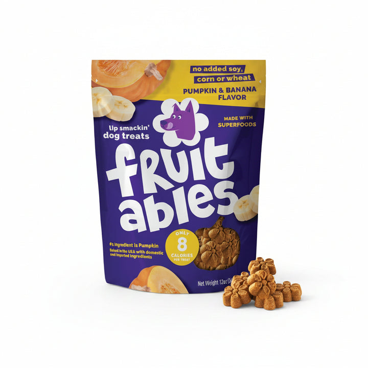 Fruitables Baked Dog Treats, Healthy Pumpkin Treat for Dogs, Low Calorie & Delicious, No Wheat, Corn or Soy, Made in the USA, Pumpkin and Banana Flavor, 12oz