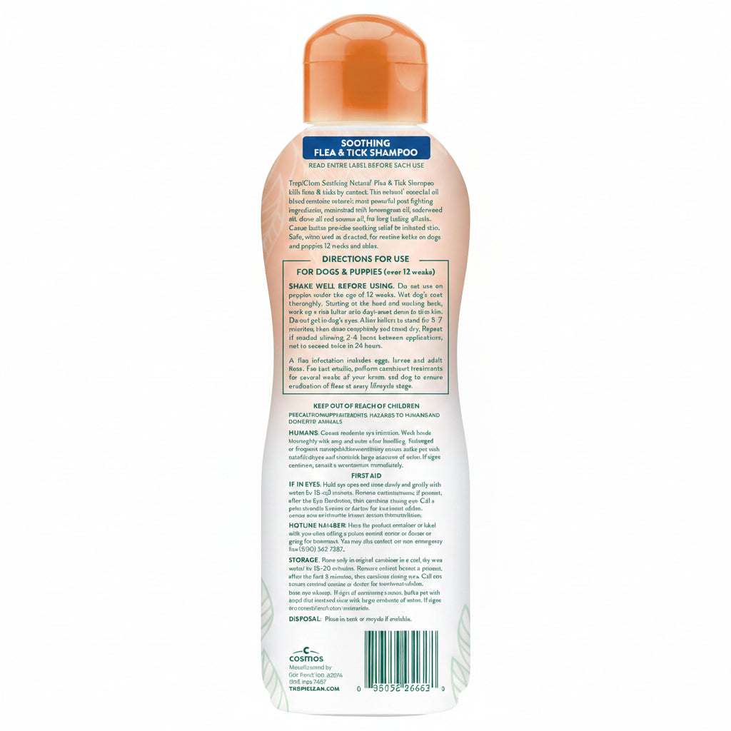 TropiClean Soothing Flea and Tick Shampoo for Dogs, Powerful & Natural Defense, for Large & Small Dogs, Made in USA, 20oz