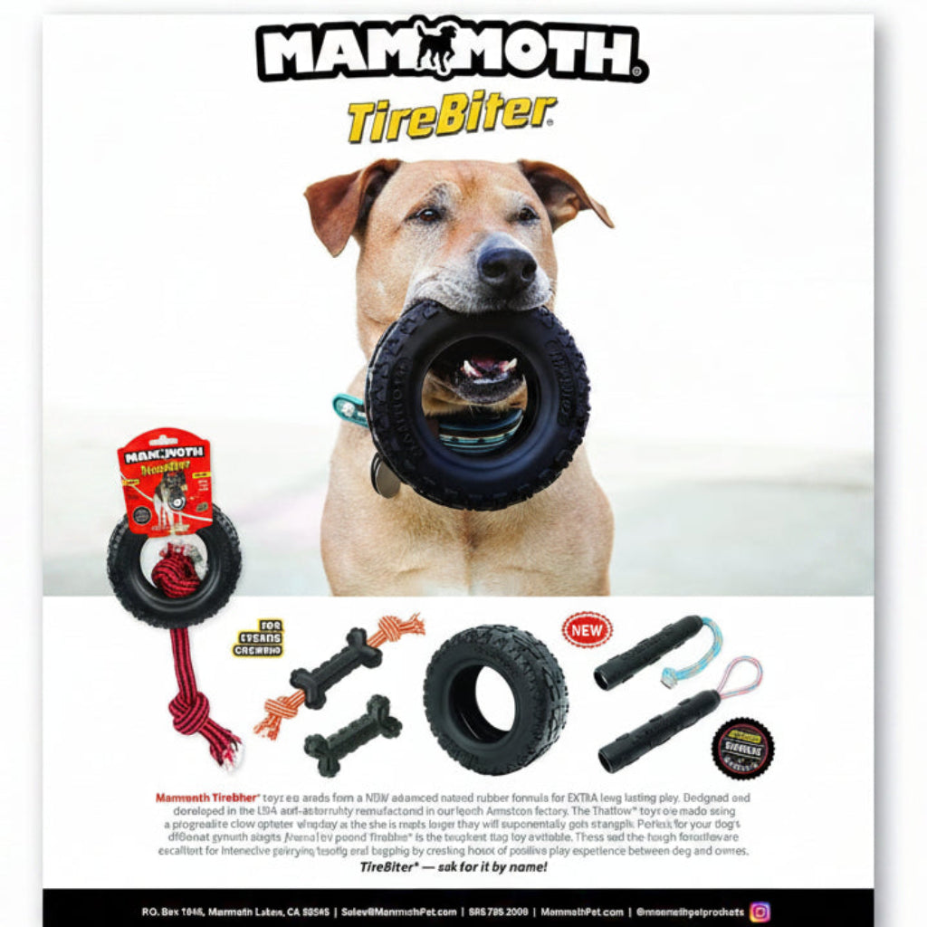 Mammoth TireBiterII Bone with Treat Station – Natural Rubber Dog Toys for Extreme Chewers – Dog Toys for Extra Long Interactive Play – Aggressive Chewer Toys for Dogs - Large 7.25
