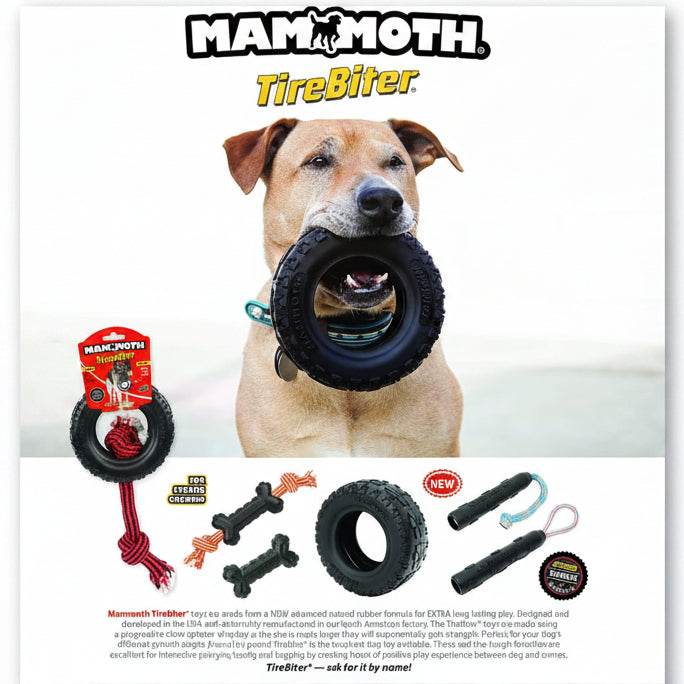 Mammoth TireBiterII – Natural Rubber Dog Toys for Extreme Chewers – Dog Toys for Extra Long Interactive Play – Aggressive Chewer Toys for Large - X-Large Dogs - X-Large 7”
