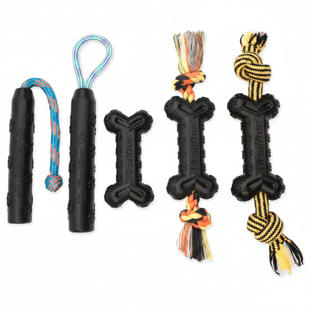 Mammoth TireBiterII Bone with Treat Station – Natural Rubber Dog Toys for Extreme Chewers – Dog Toys for Extra Long Interactive Play – Aggressive Chewer Toys for Dogs - Large 7.25