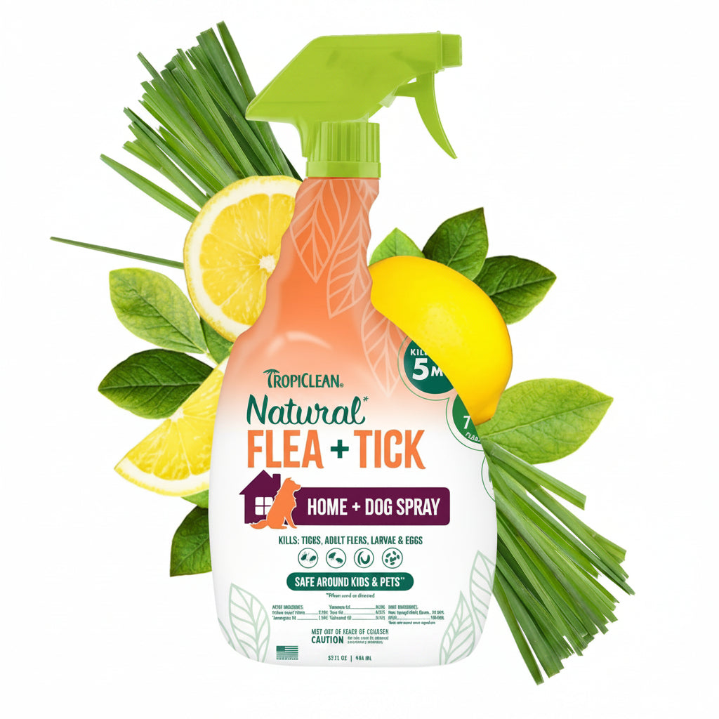 TropiClean Natural Maximum Strength Flea and Tick Spray for Dogs and Home, 32oz