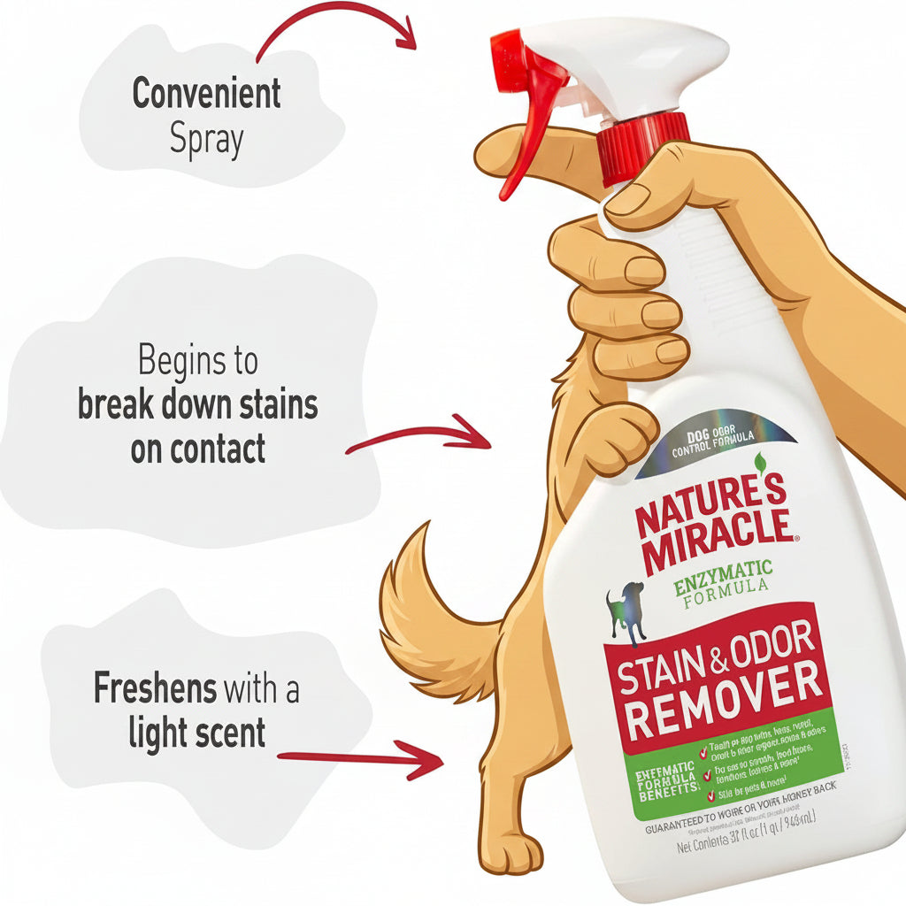 Nature’s Miracle Stain and Odor Remover Dog, 32 Ounces, Everyday Mess Enzymatic Odor Control Formula