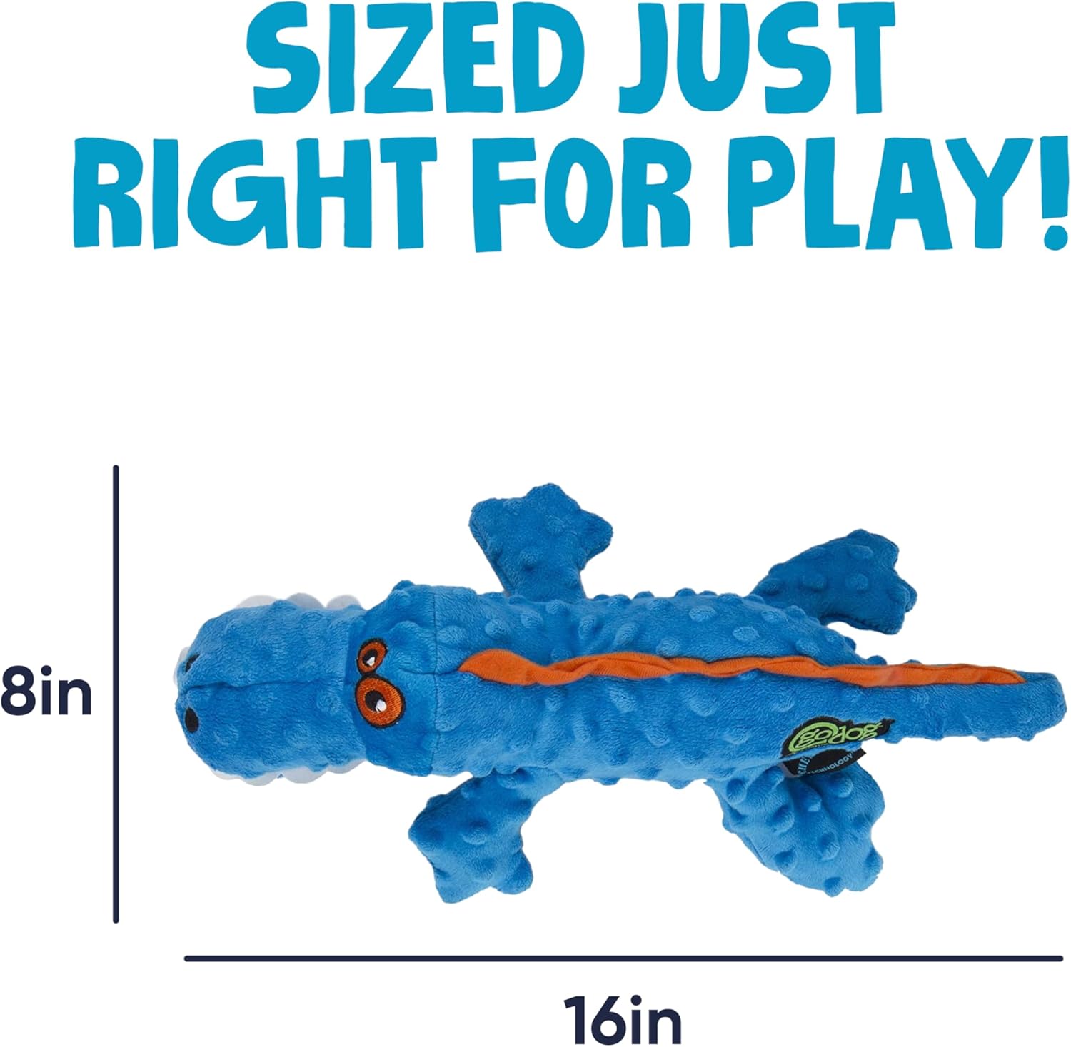 goDog Just For Me Gator with Chew Guard Technology Tough Plush Dog Toy Blue, 1ea/LG