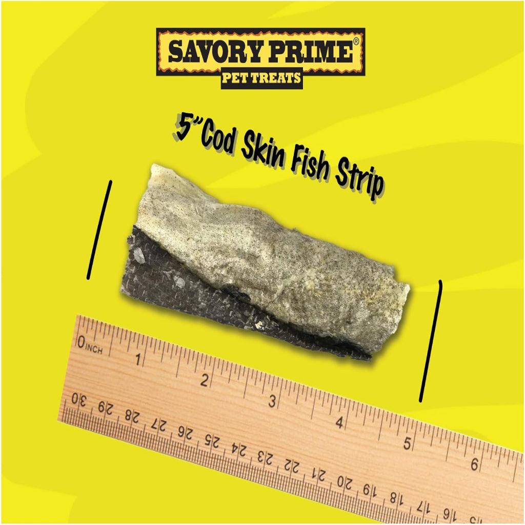 Savory Prime Cod Dog Treat Skin Fish Strips All Natural Hypoallergenic 8 oz