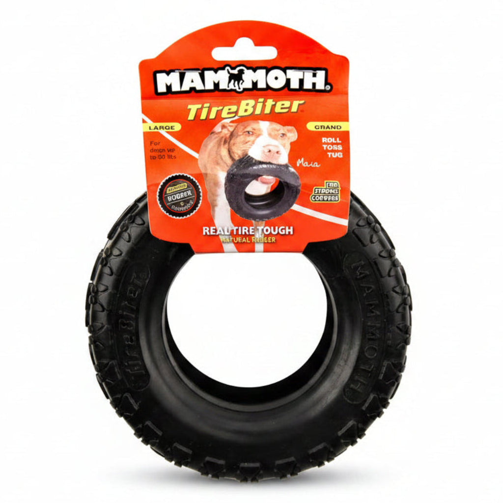 Mammoth TireBiterII – Natural Rubber Dog Toys for Extreme Chewers – Dog Toys for Extra Long Interactive Play – Aggressive Chewer Toys for Medium - Large Dogs - Large 6”