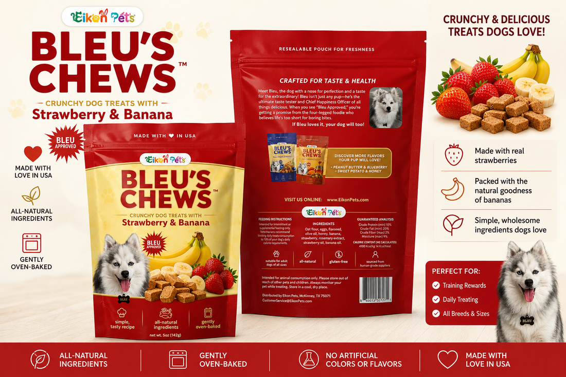 Bleu's Chews Crunchy Dog Treats with Strawberry & Banana | 5 oz