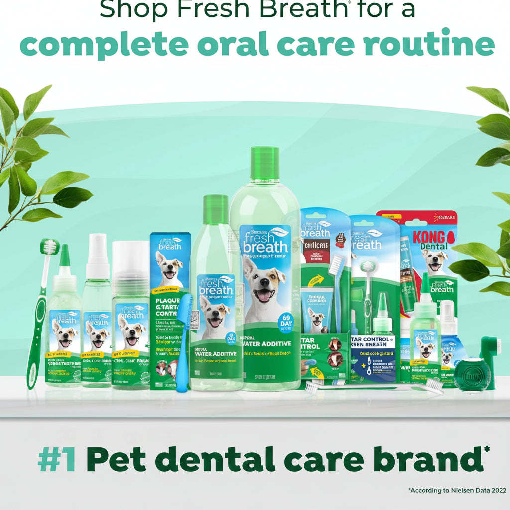 TropiClean Fresh Breath Water Additive for Dogs, Dog Breath Freshener and Teeth Cleaning Solution, No Toothpaste or Toothbrush Required, 33.8oz.