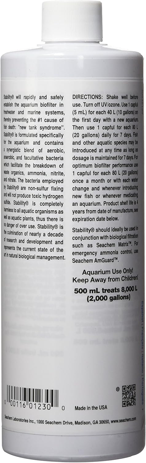 Seachem Stability Fish Tank Stabilizer - For Freshwater and Marine Aquariums, 16.9 Fl Oz (Pack of 1)