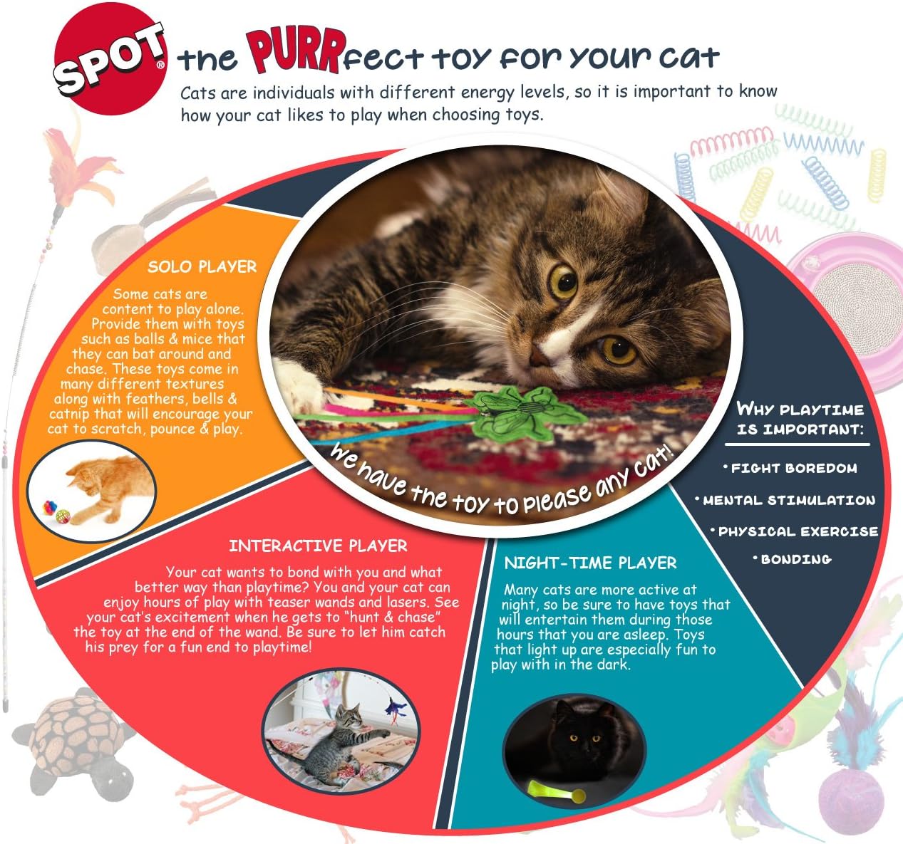 Spot Felt Mice Cat Toy with Catnip Assorted, 1ea/6 in, 6 pk