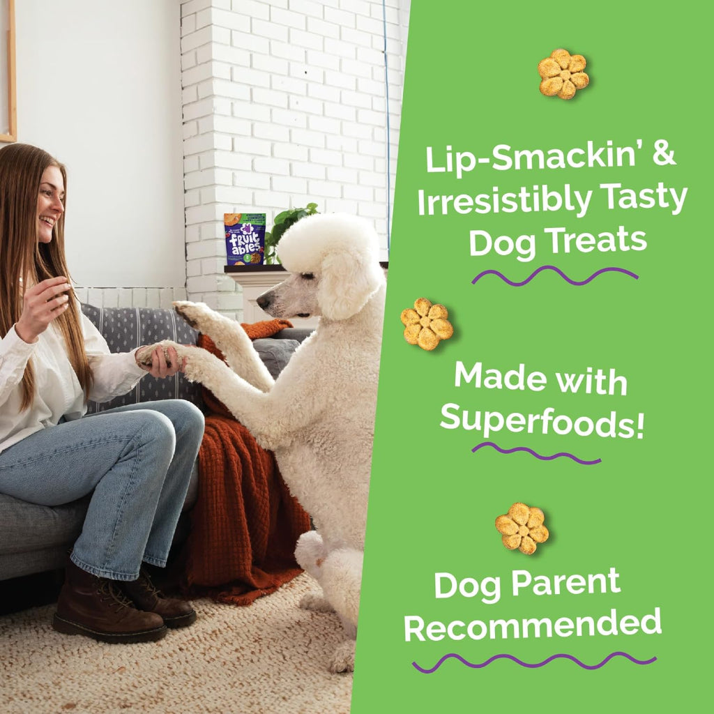 Fruitables Baked Dog Treats, Healthy Pumpkin Snacks for Dogs, Low Calorie & Delicious, No Wheat, Corn or Soy, Puppy Training Treats, Made in the USA, Pumpkin and Cranberry Flavor, 7oz
